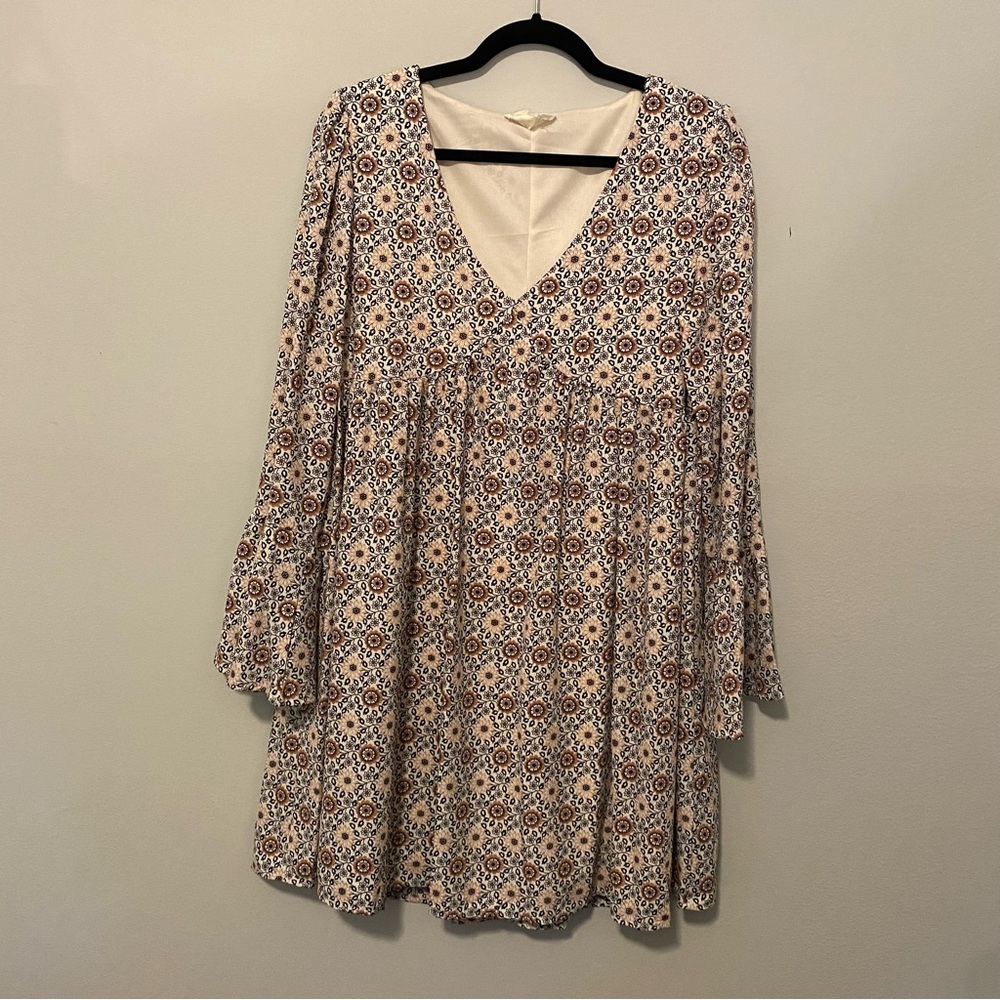 Dress Up Floral V-neck Dress with Bell Sleeves
